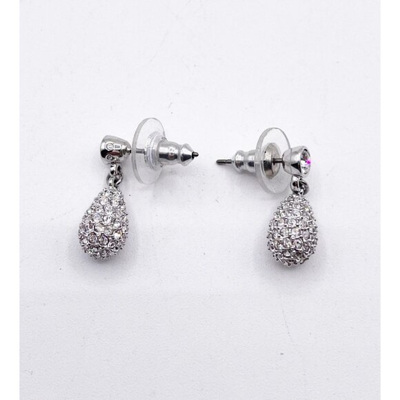 Swarovski Crystal Teardrop Earrings Rhodium Pavé Drop Dangle Stud Sparkle - Picture 3 of 5